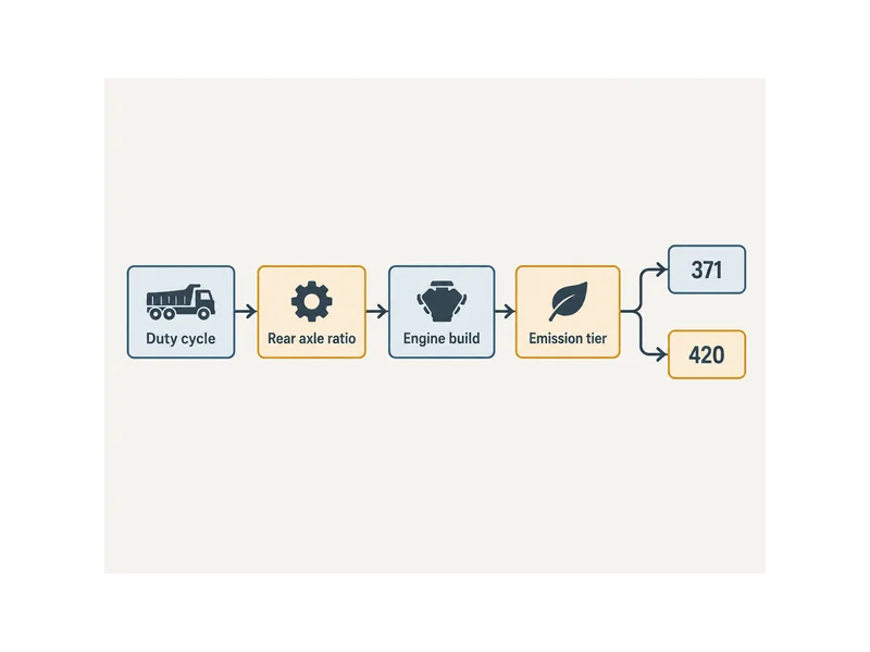 Flujo de selección de especificaciones del camión de volteo 371 vs 420: del ciclo de trabajo a la relación de eje y a la configuración del motor